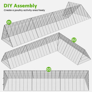 Diagram of DIY poultry activity area assembly with numbered steps on a white background