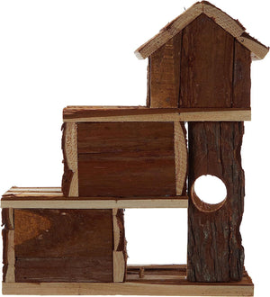 YES4PETS - Wooden Hamster Castle House Shelter Toy - Pet Servo