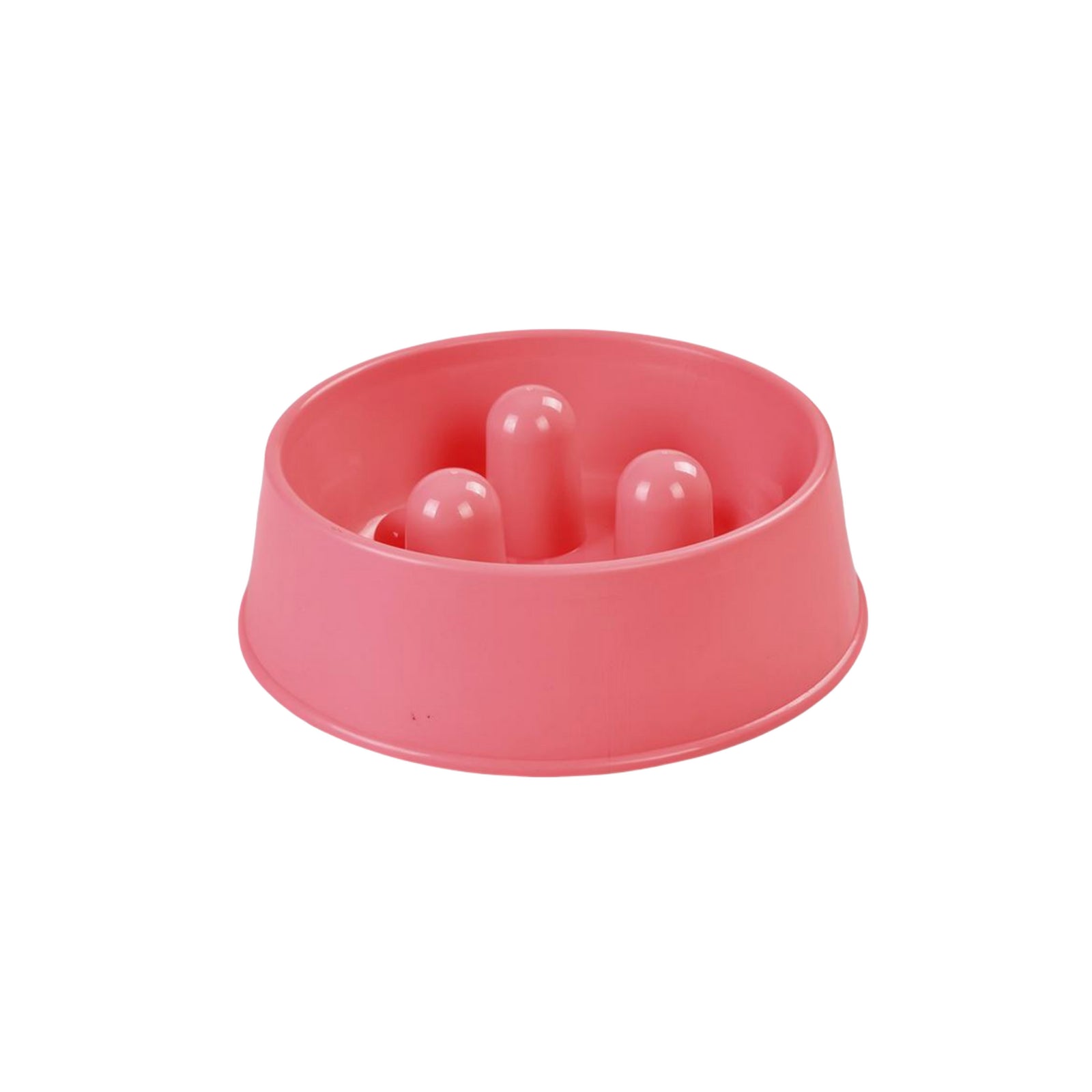 Pink plastic toy with three spherical balls on a white background at Pet Servo