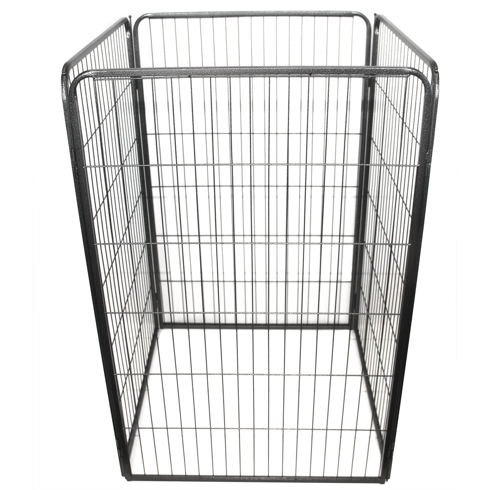 Black metal wire pet playpen on a white background at Pet Servo