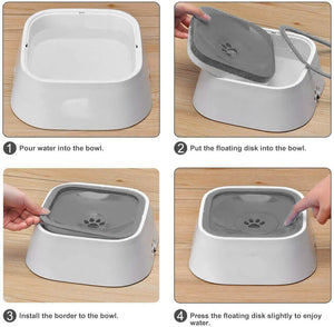 Step-by-step guide on using a pet water bowl with floating disk and border at Pet Servo