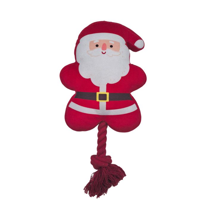 Happy Tails - Christmas Santa With Rope Dog Toy 31 x 16 x 6cm