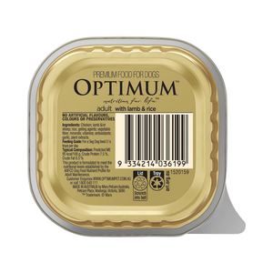 Optimum - Adult With Lamb & Rice Wet Dog Food Tray 100g - Petservo