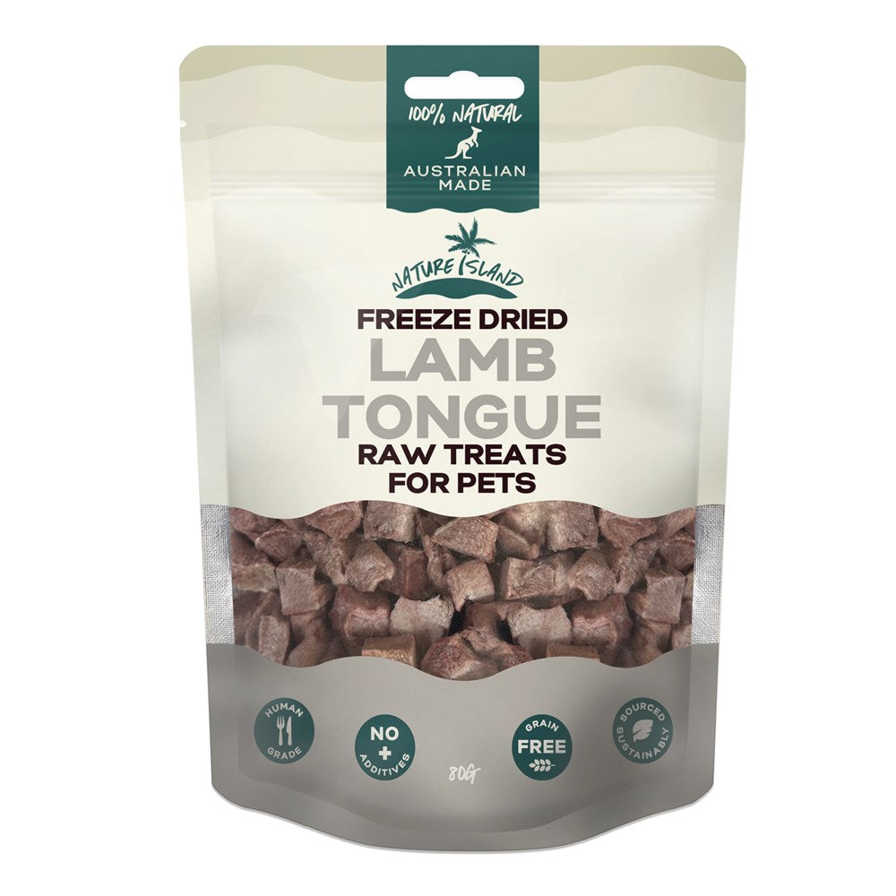 Nature Island - Freeze Dried Lamb Tongue Raw treats 80g for Pets - Petservo