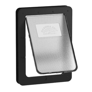 Pet door with a visible brand logo on a white background