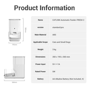 CATLINK - F04 Fresh 2 Automatic Pet Feeder – Luxury Version - Petservo