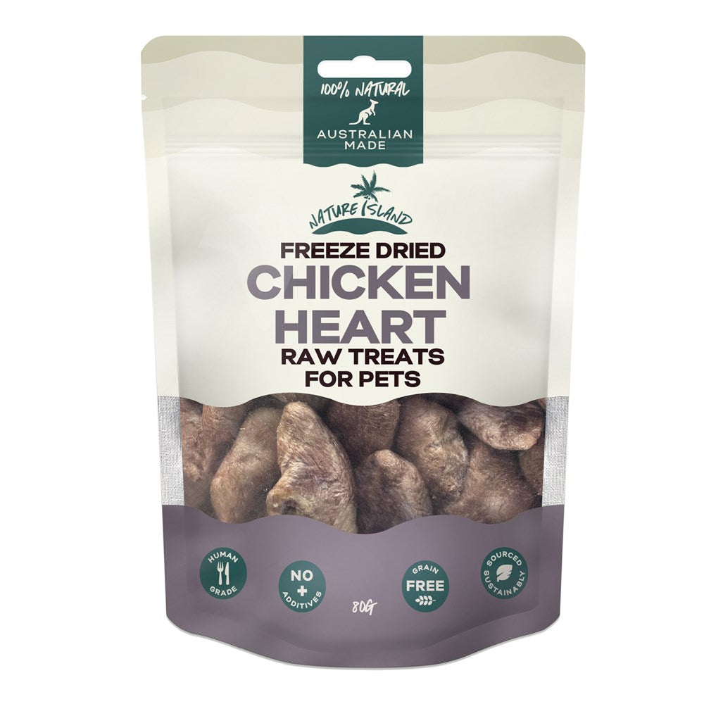 Nature Island - Freeze Dried Chicken Heart Raw treats 80g for Pets - Petservo