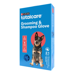 Purina Totalcare Grooming & Shampoo Glove packaging on a white background