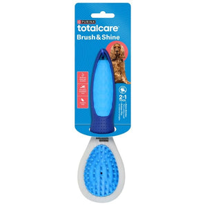Dog grooming brush with blue handle and white bristles on a white background at Pet Servo