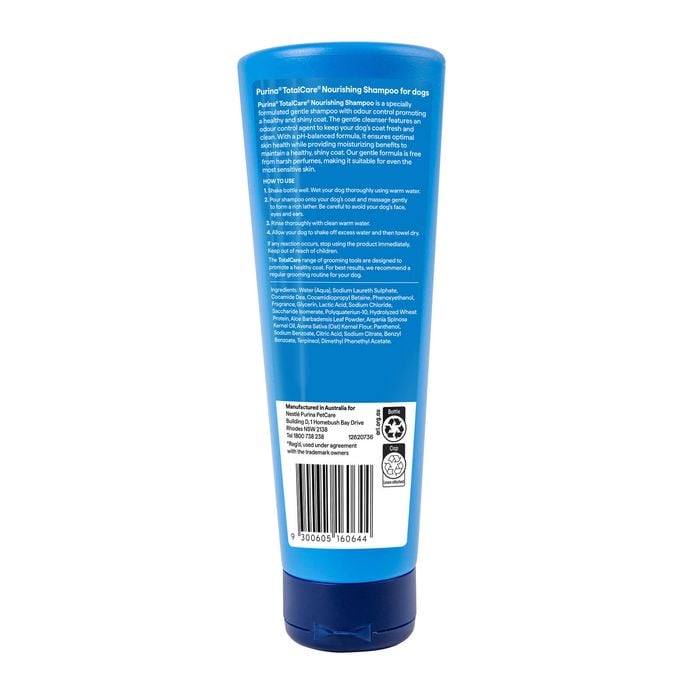 Blue cylindrical container with text and a barcode on a white background