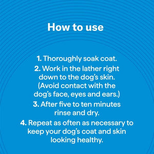 Instructions on how to use a product for dogs on a blue background