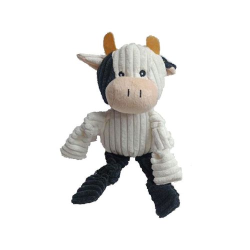 Paw Play - 30cm Cow Pet/Puppy Dog Chew Bite Toy Plush Squeak Teething w/ Squeaker