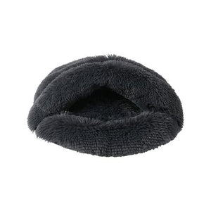 Charlie's - Shaggy Faux Fur Igloo Cat Cave Bed - Charcoal - petservo