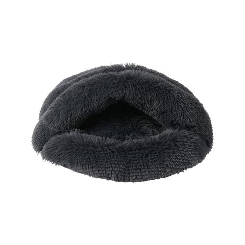 Charlie's - Shaggy Faux Fur Igloo Cat Cave Bed - Charcoal - petservo