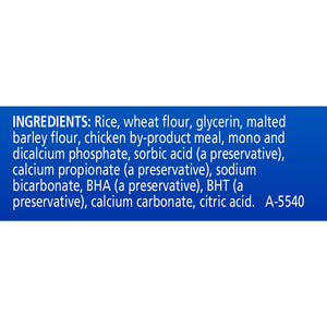 List of ingredients on a label with a blue banner.