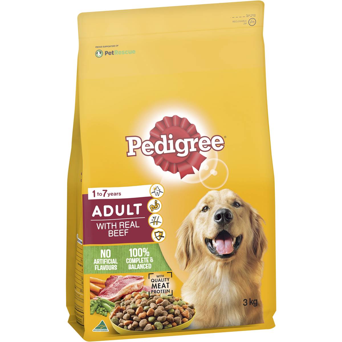 Pedigree - Adult Dry Dog Food With Real Beef 3kg - Petservo