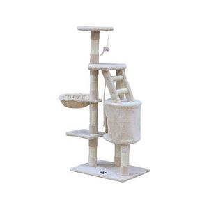 YES4PETS 120 cm Multi level Cat Kitten Scratching Post Tree-Beige Petservo