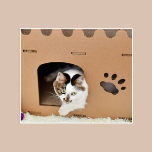 YES4PETS Cat Cardboard House Tower Condo Scratcher - Double Storey-5