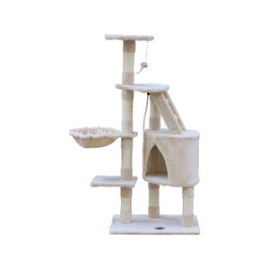 YES4PETS 120 cm Multi level Cat Kitten Scratching Post Tree-Beige Petservo