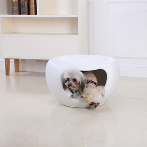 YES4PETS Cat Bed Cave & Small Dog House White Igloo Pod - Pet Servo-2
