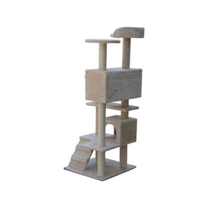 YES4PETS 130cm Beige Cat Scratching Post Tree with Scratcher Pole - PetServo-2