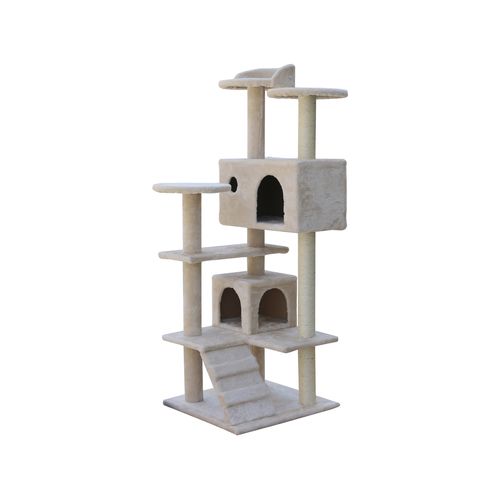 YES4PETS 130cm Beige Cat Scratching Post Tree with Scratcher Pole - PetServo