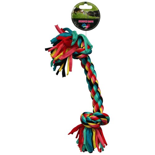 Paw Play - 36cm Stretch Bone Rope Cotton Knots/Braided Teeth Clean Tug War Dog Toy