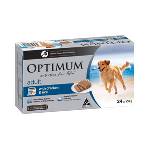 Optimum - Adult Wet Dog Food With Chicken & Rice Trays 100g X 24 Pack - Petservo