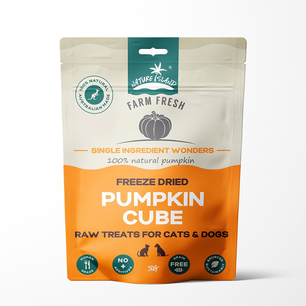 Nature Island - Freeze Dried Pumpkin Cube treats 50g for Pets