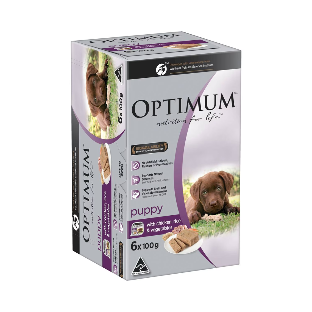 Optimum - Puppy Wet Dog Food With Chicken, Rice & Vegetables 100g X 6 Pack - Petservo
