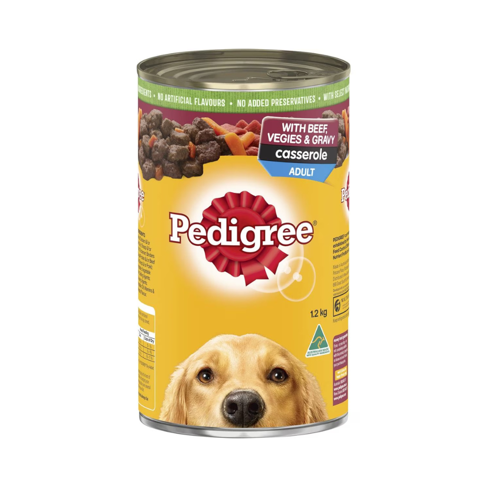 Pedigree - Adult Wet Dog Food With Beef, Vegies & Gravy Casserole Can 1.2kg - Petservo