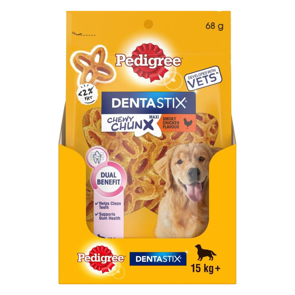 Pedigree Dentastix Chewy Chunx Treats Maxi Smoky Chicken at Pet Servo