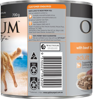 Optimum - Adult Wet Dog Food With Beef & Rice Can 700g - Petservo