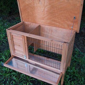 YES4PETS - Single Wooden Rabbit Hutch with Tray - Petservo