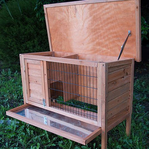 YES4PETS - Single Wooden Rabbit Hutch with Tray - Petservo
