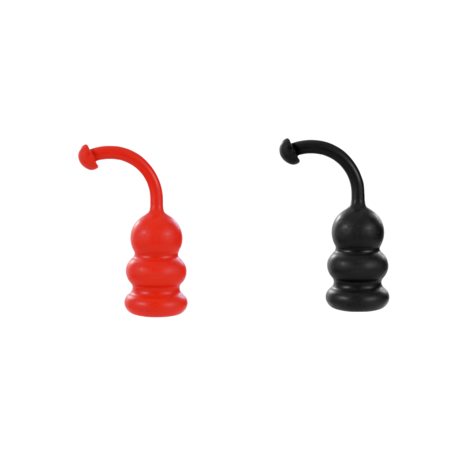 Red and black gourd-shaped objects on a white background at Pet Servo