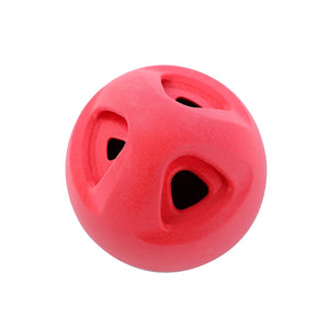 Red ball with cut-out sections on a white background at Pet Servo