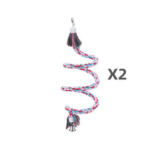 YES4PETS - 2x XL Spiral Rope Bird Toys for Parrots - Pet Servo