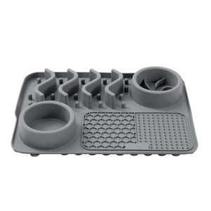 Gray silicone dish drying rack on a white background at Pet Servo