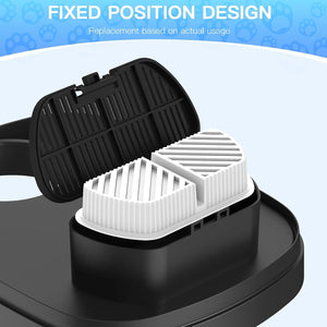 Black and white kitchen appliance with grid design on a light blue background at Pet Servo