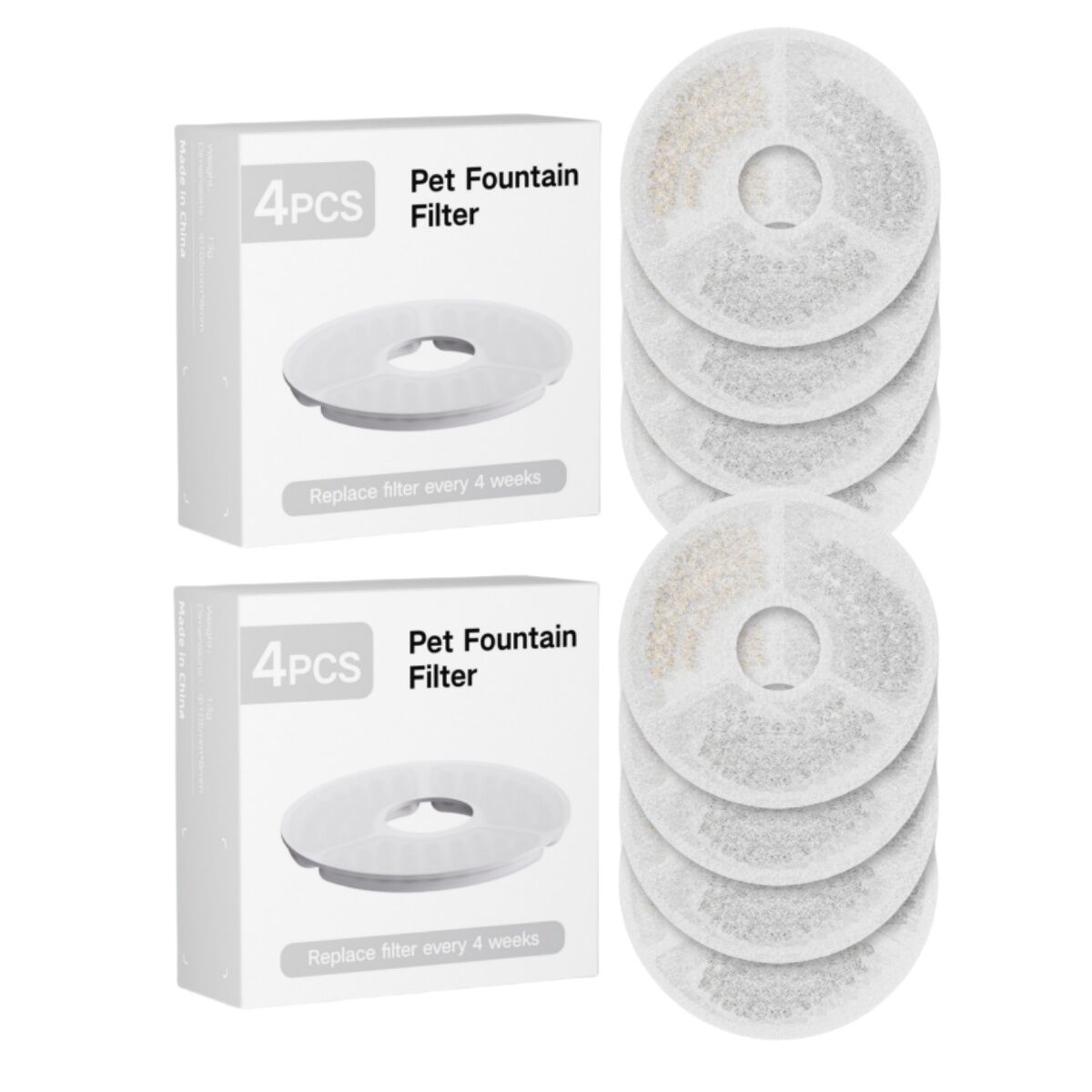 Pet fountain filters with packaging on a white background at Pet Servo