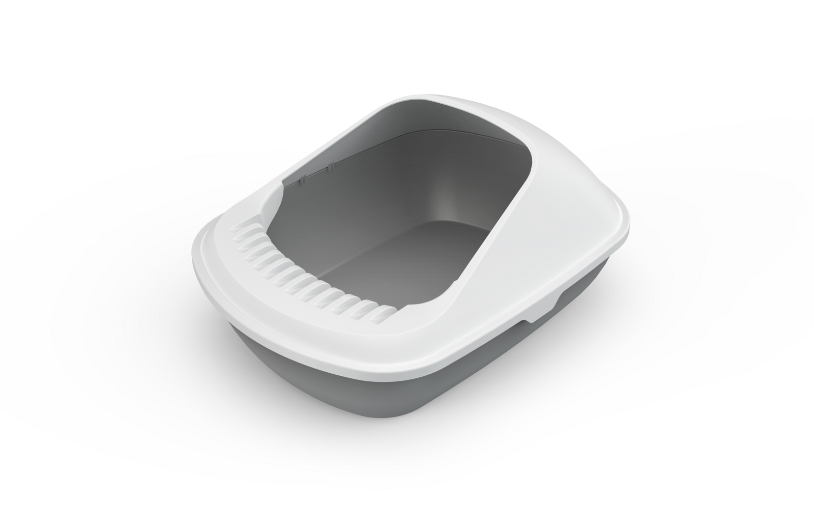 Gray pet litter box on a white background at Pet Servo