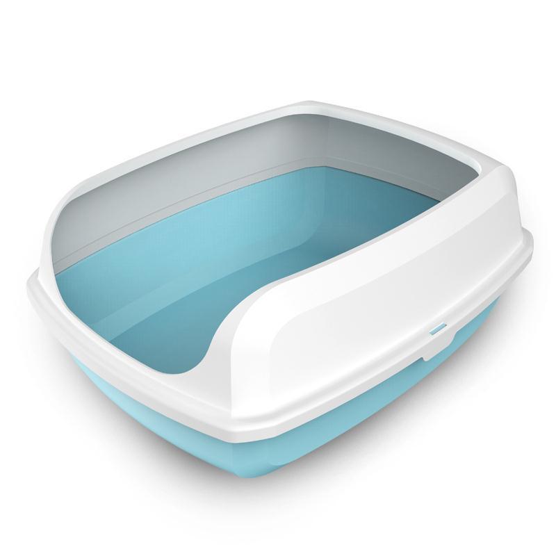 Pet litter box with a blue interior and exterior on a white background at Pet Servo