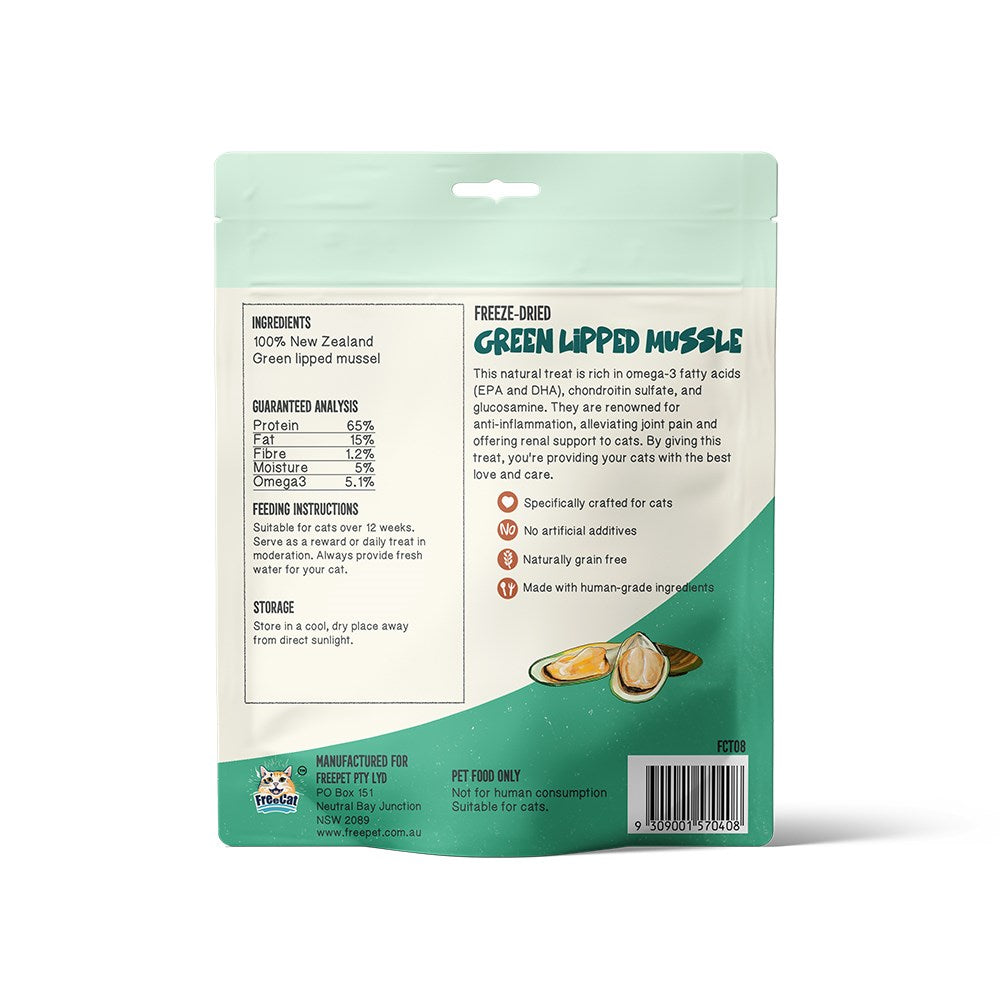 Buy Freecat Freeze Dried Green Lipped Mussel Cat Treat 40g at PetServo-1