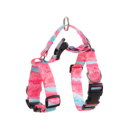 Paw Mate - Banhamsisun Marbel Dog Double-Lined Straps Harness and Lead Set Leash Adjustable No Pull - Pink - Small - petservo