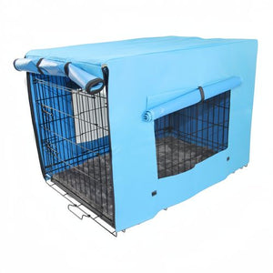 YES4PETS 30" Portable Foldable Pet Crate with Blue Cover - PetServo