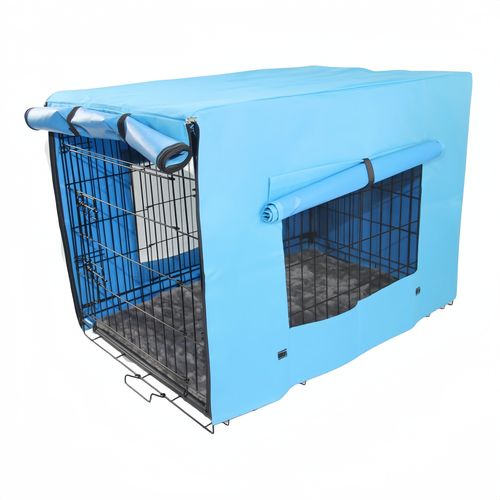 YES4PETS 30" Portable Foldable Pet Crate with Blue Cover - PetServo
