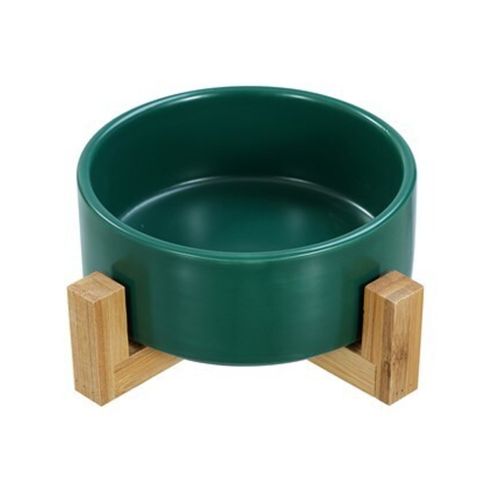 Paws and Claws - 13cm/380ml Ceramic Pet Bowl w/ Bamboo Stand - Assorted - 2x