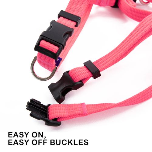 Paw Mate -Banhamsisun M Pink Dog Double-Lined Straps Harness Adjustable No Pull - petservo