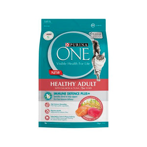 Purina One - 3kg Healthy Adult with Salmon and Tuna Dry Cat Food - petservo